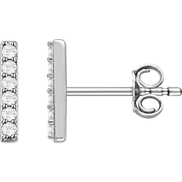 1/10 CTW Diamond Vertical Bar Earrings - 14K White Gold