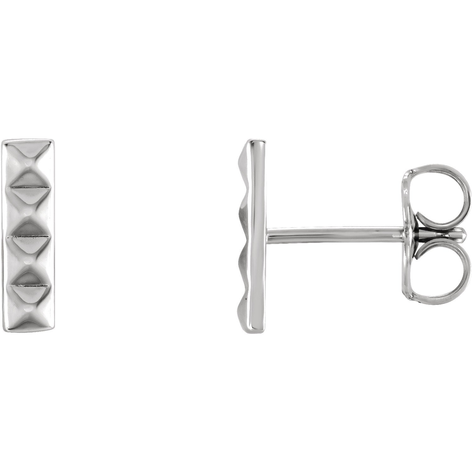 Small Pyramid Bar Earrings - 14k Gold (Y, W or R), Platinum or Sterling Silver