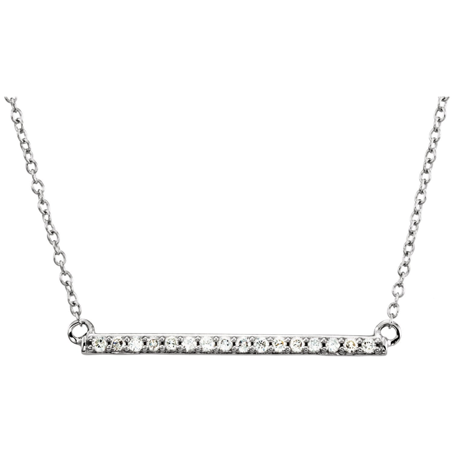 1/6 CTW Diamond Bar Necklace  16-18" - 14k Gold (Y, W or R)