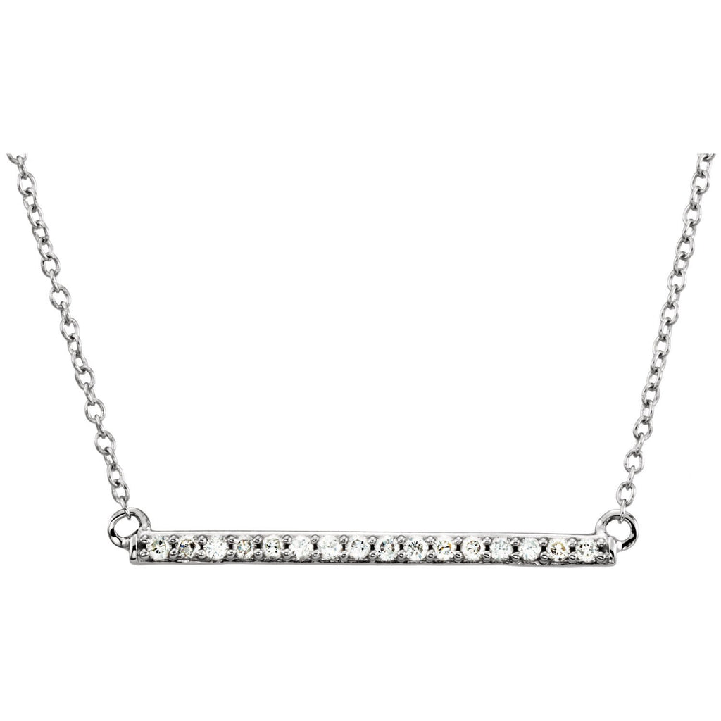 1/6 CTW Diamond Bar Necklace  16-18" - 14k Gold (Y, W or R)