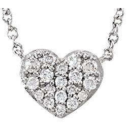 1/10 CTW Diamond Heart 18" Necklace - 14k Gold (R or W), or Sterling Silver