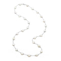 12-13mm Freshwater Cultured White Coin Pearl Station 38" Necklace - Sterling Silver