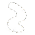 12-13mm Freshwater Cultured White Coin Pearl Station 38" Necklace - Sterling Silver