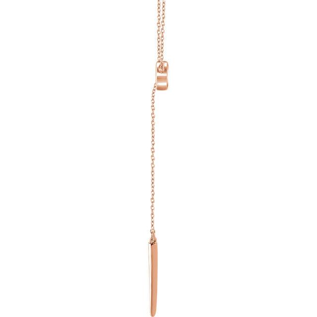 Circle and Bar Y Lariat Necklace - 14k Gold (Y, W or R)