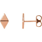 Diamond Shaped Geometric Earrings with Backs - 14K Gold (Y, W or R), Platinum, or Sterling Silver
