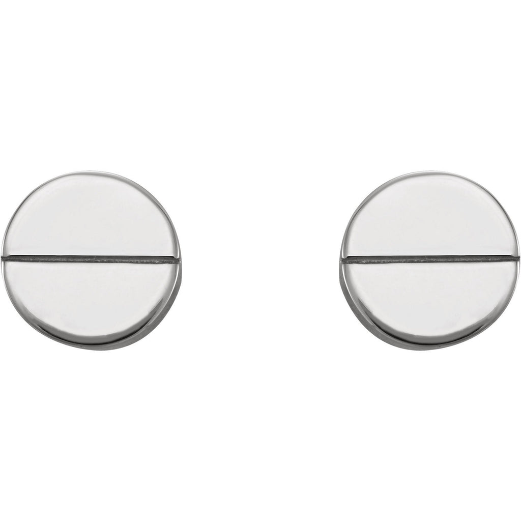 Geometric Earrings with Backs - 14K White Gold, Platinum, Sterling Silver