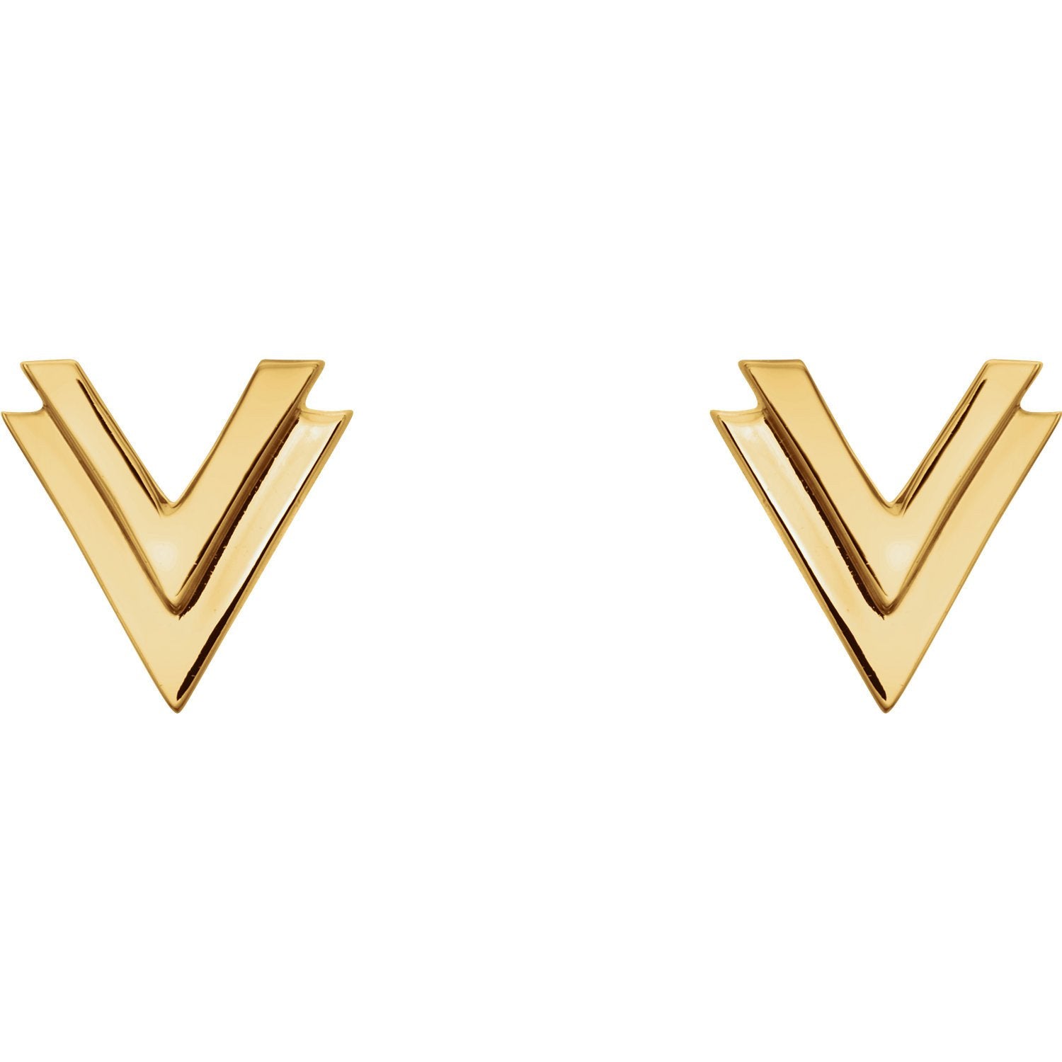 Small Double "V" Chevron Earrings - 14k Gold (Y, W or R), Platinum or Sterling Silver