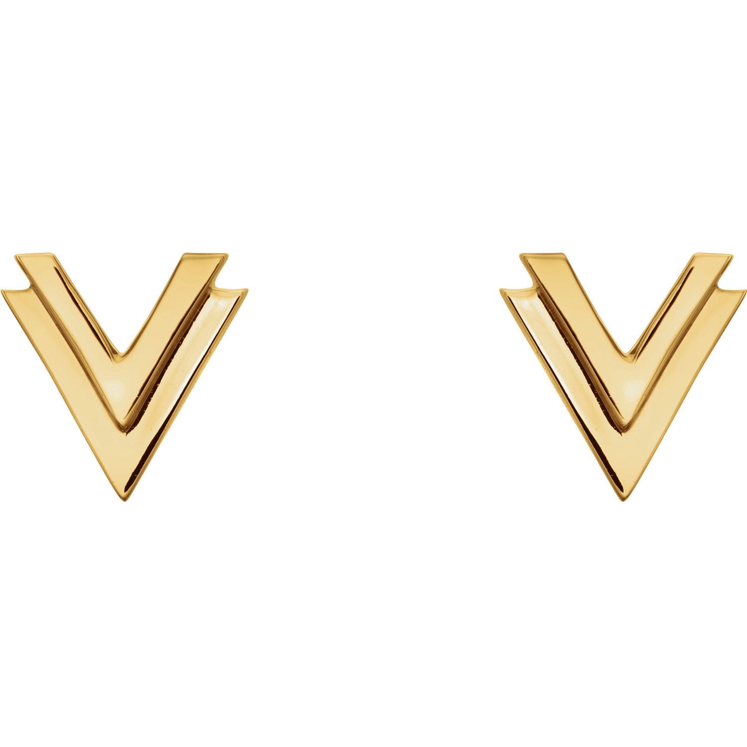 Small Double "V" Chevron Earrings - 14k Gold (Y, W or R), Platinum or Sterling Silver