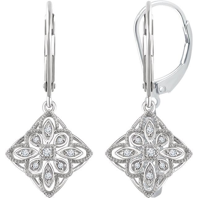 Sterling Silver 1/10 CTW Diamond Granulated Filigree Earrings