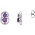 Amethyst & 1/6 CTW Diamond Earrings - 14k White gold