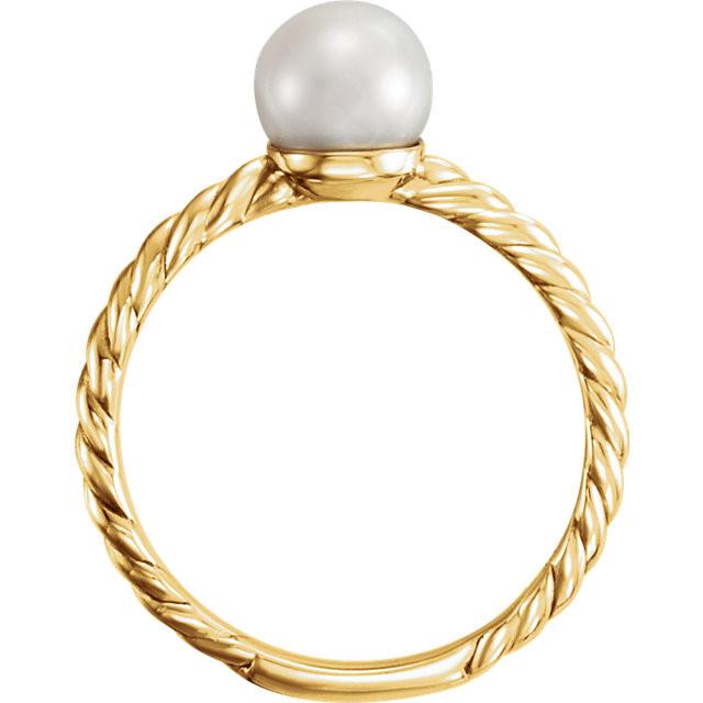 6.5-7mm Freshwater Cultured Pearl Rope Ring - 14k Gold (Y, W or R), Sterling Silver