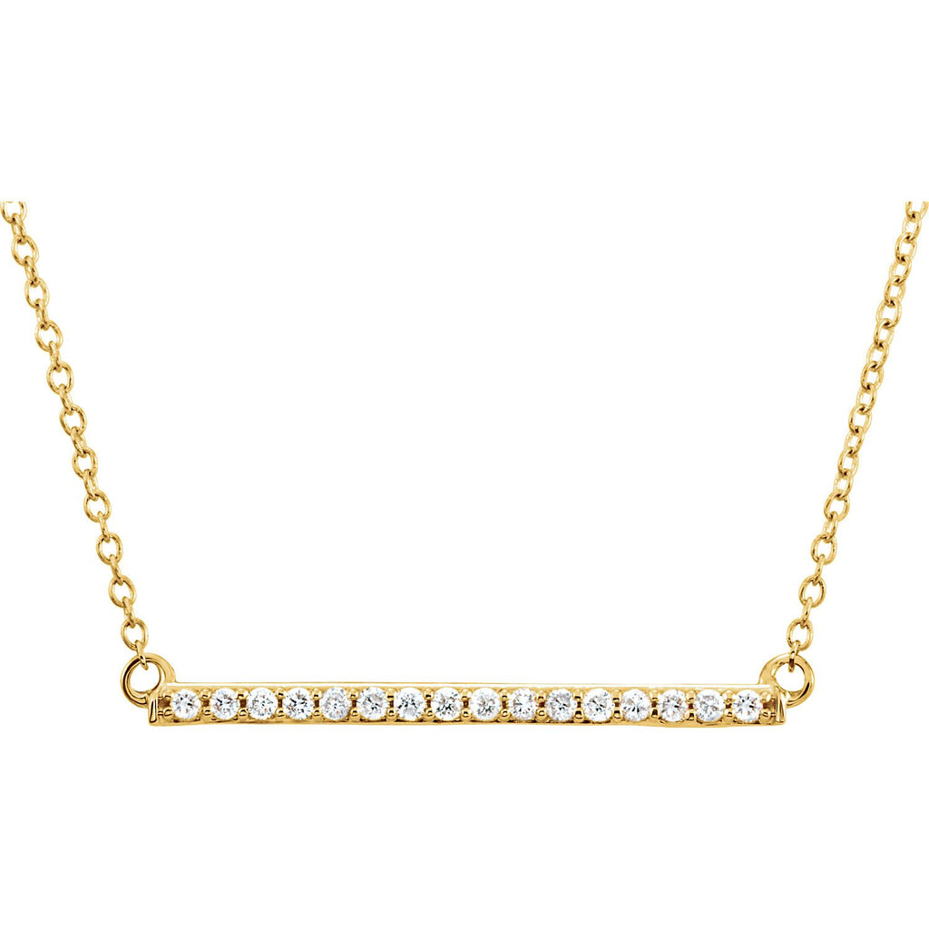 1/6 CTW Diamond Bar Necklace  16-18" - 14k Gold (Y, W or R)