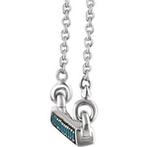 1/6 CTW Blue Diamond Bar Necklace  16-18" - 14k White Gold