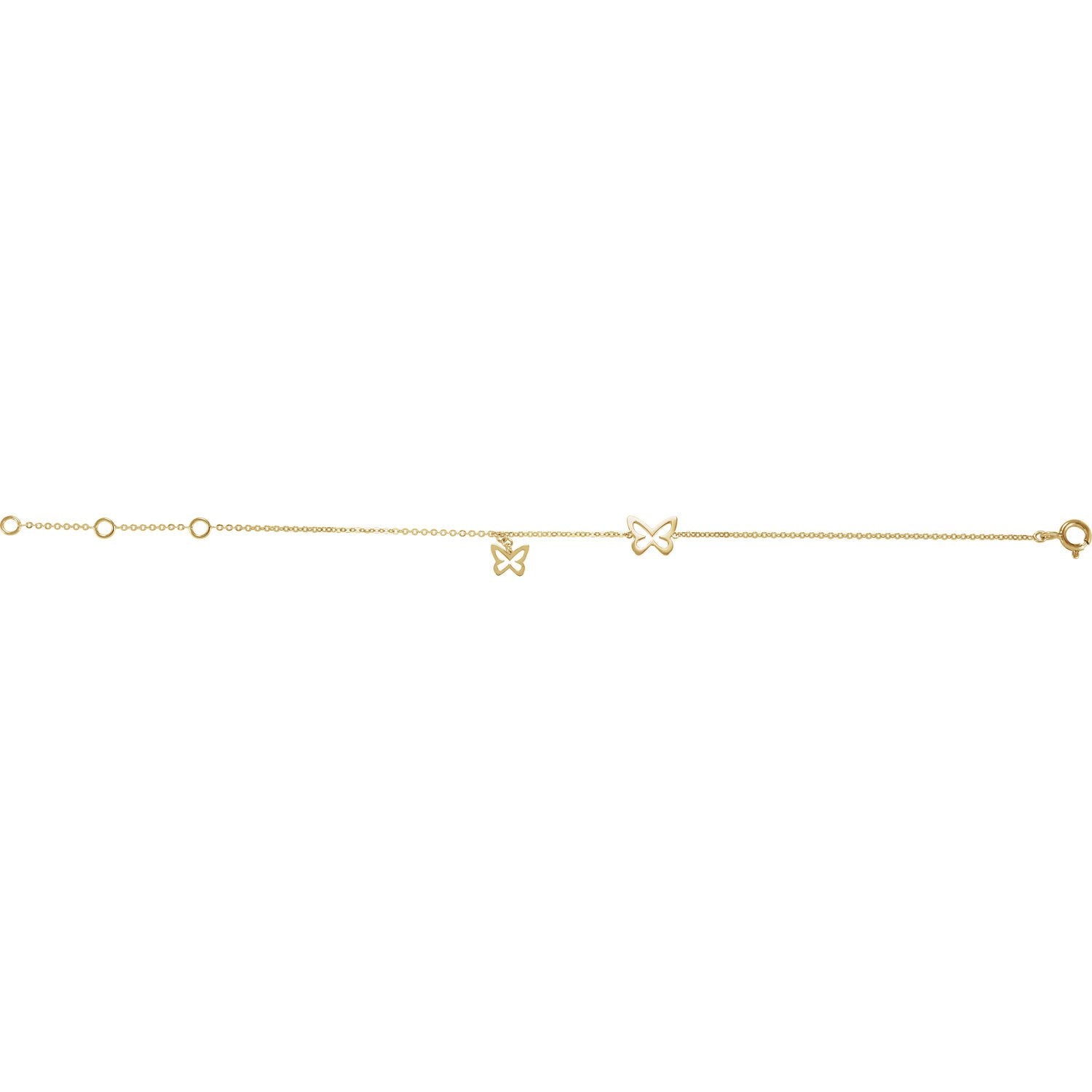 Butterfly Charm Chain Bracelet 7" - 14k Yellow Gold