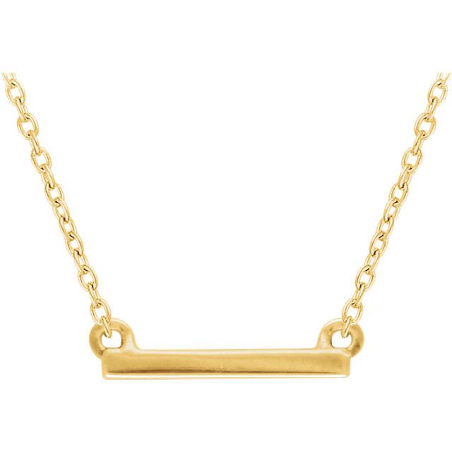 Petite Straight Bar Necklace 16-18" - 14k Gold (Y, W or R), or Sterling Silver