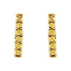 1/10 CTW Yellow Diamond Vertical Bar Earrings - 14K Yellow Gold