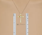 3mm Diamond Cross Necklace Genuine F+ VS 14k, 18k SOLID Gold (Y, W, R), Platinum, Sterling Silver 25mmx17mm Cross Pendant Religious Jewelry WWDesignJewelers.com