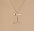 3mm Diamond Cross Necklace Genuine F+ VS 14k, 18k SOLID Gold (Y, W, R), Platinum, Sterling Silver 25mmx17mm Cross Pendant Religious Jewelry WWDesignJewelers.com