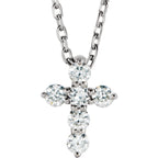 1/6 CTW Diamond Cross 16-18" Necklace - 14k Gold (Y, W or R), Platinum, Sterling Silver
