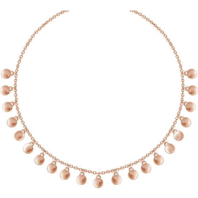 Geometric Circle Tags 16-18" Necklace - 14k Gold (Y, W or R)