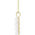 Freshwater Cultured Pearl Cross 16-18" Necklace - 14k Gold (Y, W or R), Platinum, Sterling Silver