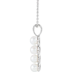 Freshwater Cultured Pearl Cross 16-18" Necklace - 14k Gold (Y, W or R), Platinum, Sterling Silver