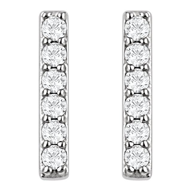 1/10 CTW Diamond Vertical Bar Earrings - 14K White Gold
