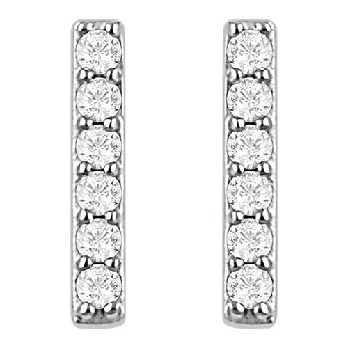 1/10 CTW Diamond Vertical Bar Earrings - Platinum