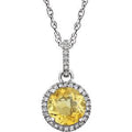Citrine & 1/10 CTW Diamond Necklace 18" - 14k White gold