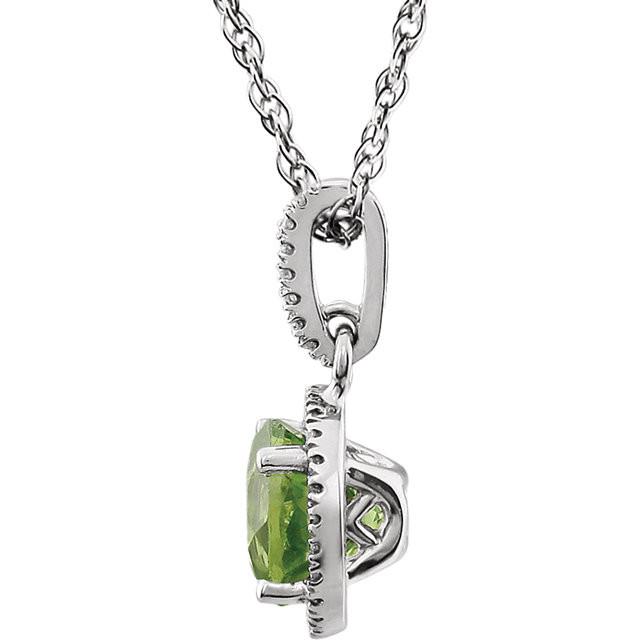 Peridot & 1/10 CTW Diamond Necklace 18" - 14k White gold