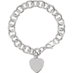 7.5x9.75mm Cable Bracelet With Heart - Sterling Silver