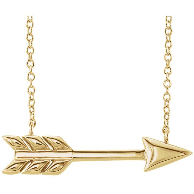Arrow Necklace 16"-18"- 14k Gold (Y, W or R), or Sterling Silver