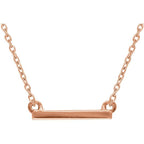 Petite Straight Bar Necklace 16-18" - 14k Gold (Y, W or R), or Sterling Silver