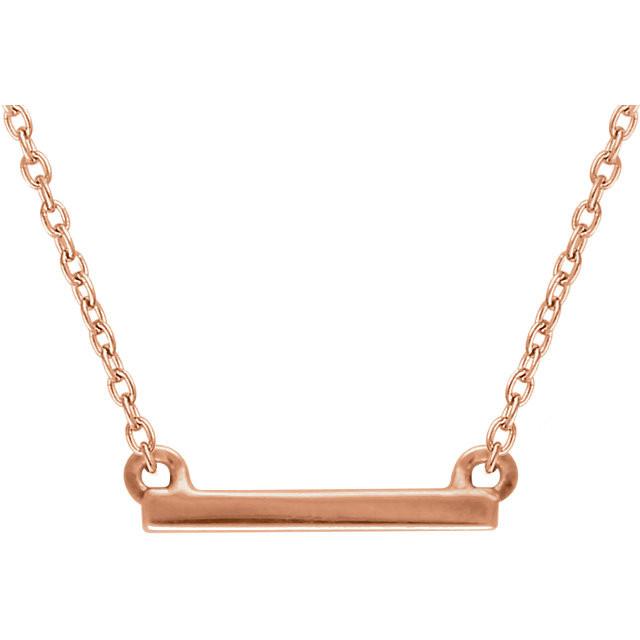 Petite Straight Bar Necklace 16-18" - 14k Gold (Y, W or R), or Sterling Silver