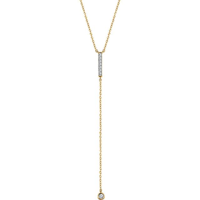 1/8 CTW Diamond Bar Y Necklace 16-18" - 14k Gold (Y, W or R)