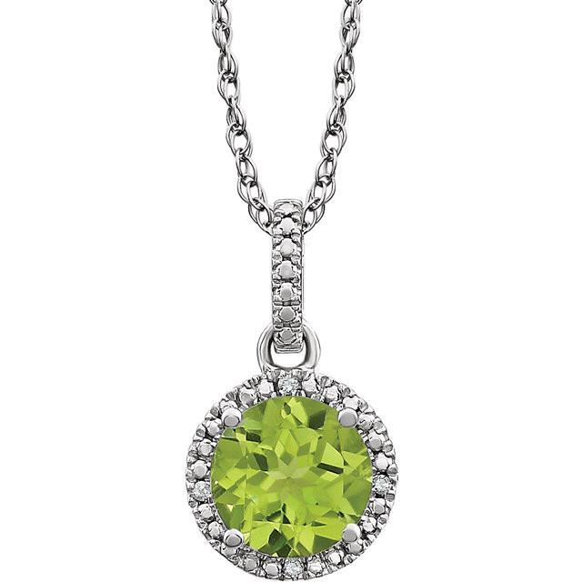Peridot & .01 CTW Diamond 18" Necklace - Sterling Silver