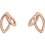 Double Leaf Shape Earrings - 14K Gold (Yellow or White)