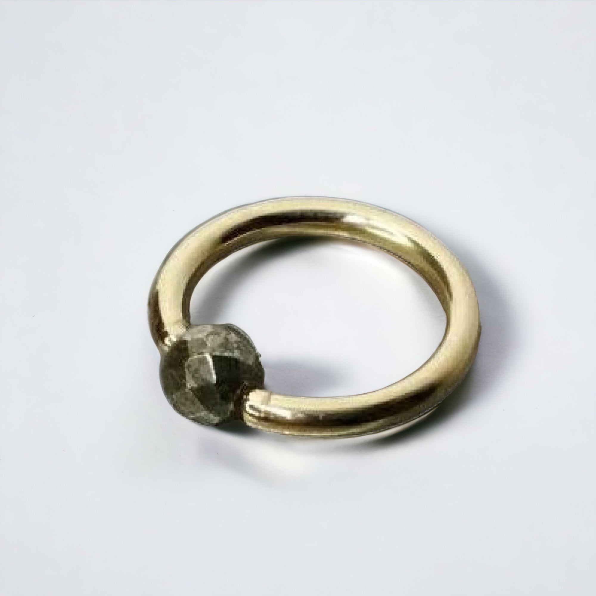 Pyrite Faceted Captive Bead Ring - 14 ga Hoop - 14k Gold (Y, W, or R), Sterling Silver, or Platinum