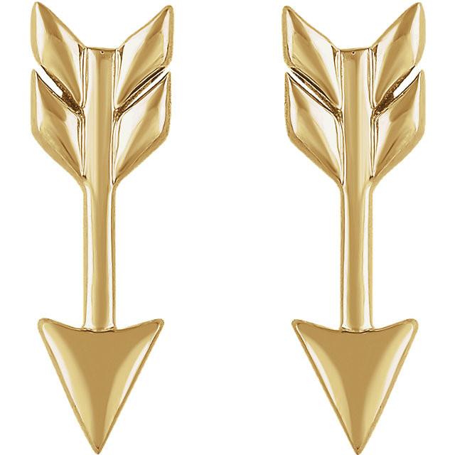 Arrow Earrings - 14K Gold (Y, W or R), or Sterling Silver