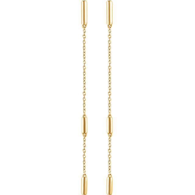 Bar Chain Drop Earrings - 14K Gold (Y, W or R)