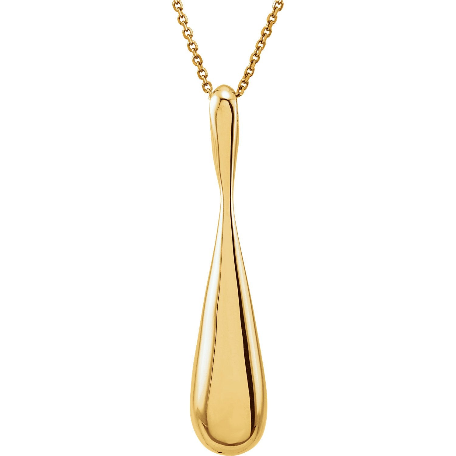 Reversable Smooth and Patterned Teardrop 18" Necklace - 14k Gold (Y, W, or R)