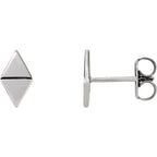 Diamond Shaped Geometric Earrings with Backs - 14K Gold (Y, W or R), Platinum, or Sterling Silver