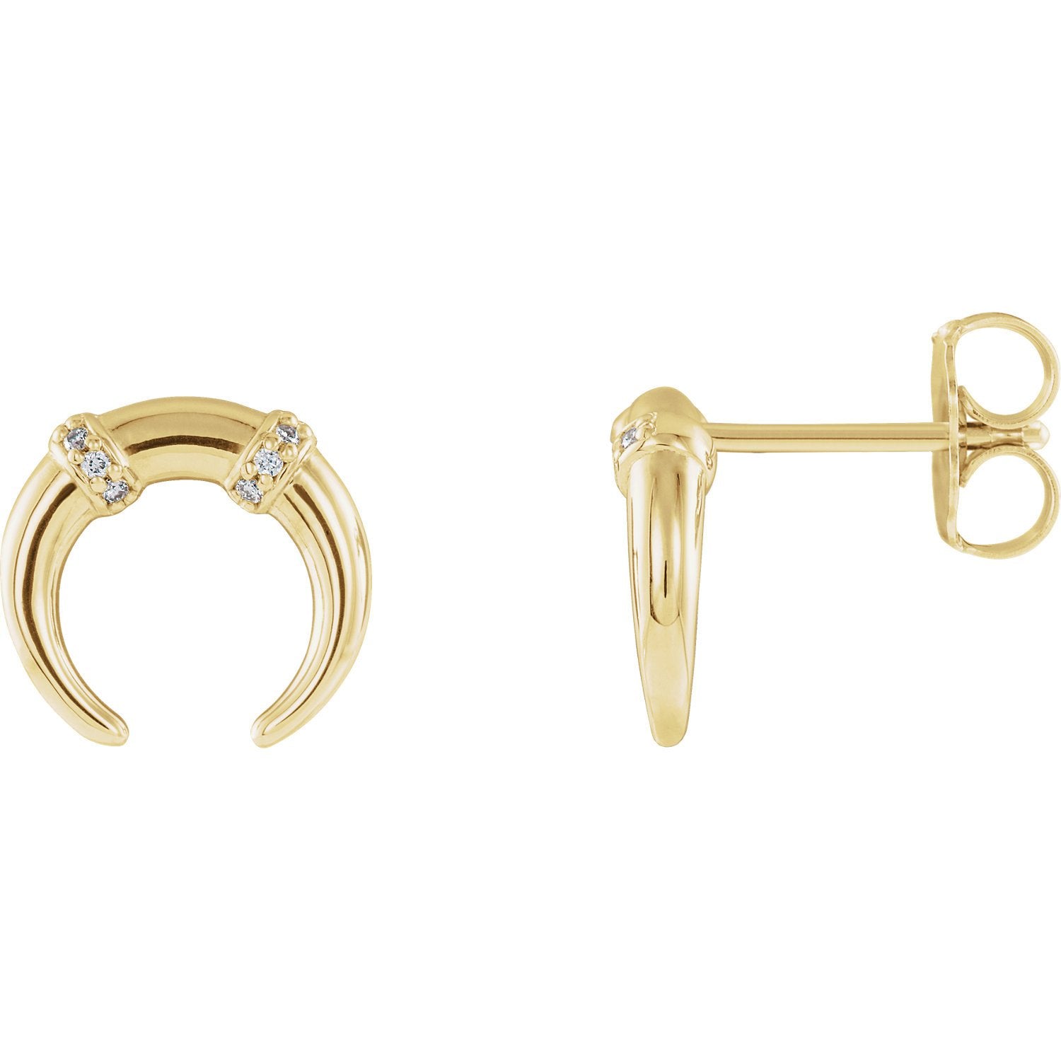 14K Yellow Gold 0.02 CTW Diamond Crescent Earrings