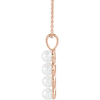 Freshwater Cultured Pearl Cross 16-18" Necklace - 14k Gold (Y, W or R), Platinum, Sterling Silver