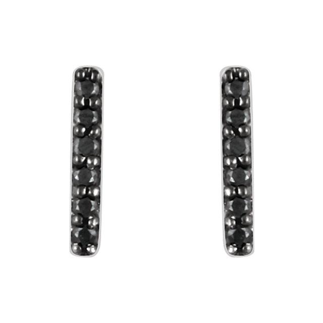 1/10 CTW Black Diamond Vertical Bar Earrings - 14K White Gold