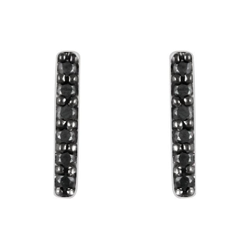 1/10 CTW Black Diamond Vertical Bar Earrings - 14K White Gold