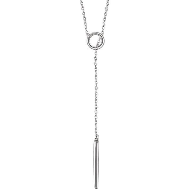 Circle and Bar Y Lariat Necklace - 14k Gold (Y, W or R)