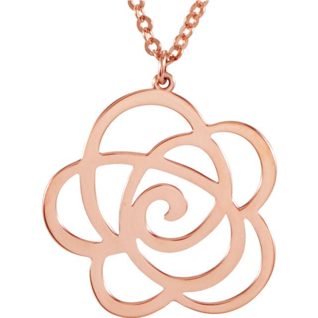 Rose Floral Chain Necklace - 14k Rose Gold