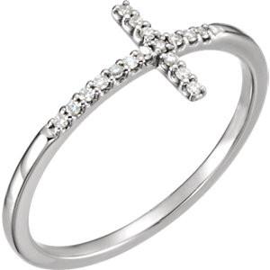 0.085 CTW Diamond Sideways Cross Ring - Sterling Silver, 14k Gold (Y, W or R)