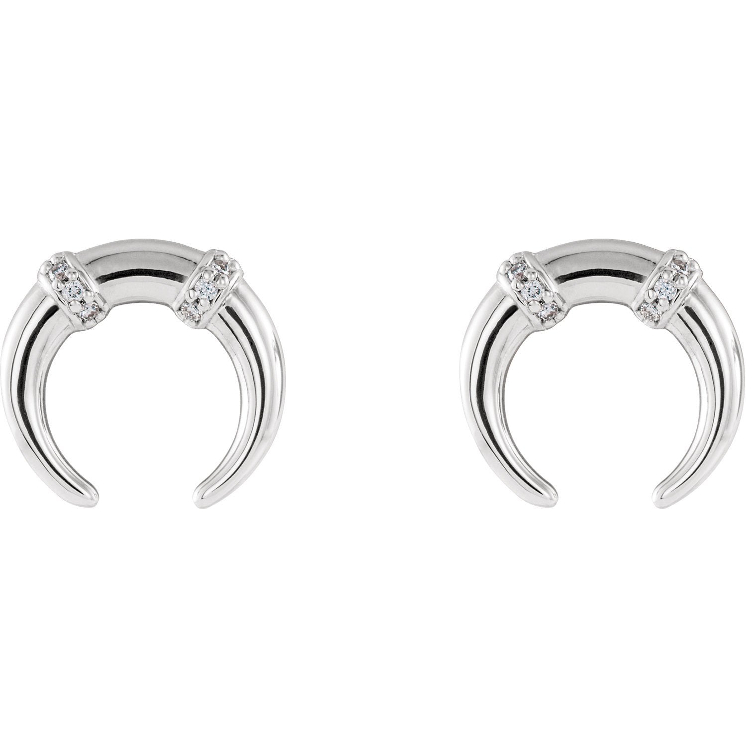 14K White Gold or Platinum 0.02 CTW Diamond Crescent Earrings